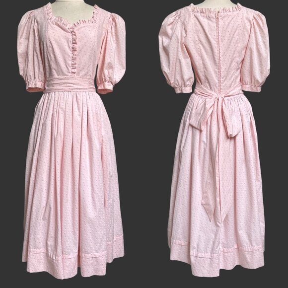 Vintage Cottagecore Puff Sleeve Dress Victorian Maxi Princess Preppy Ruffle. - Picture 1 of 14